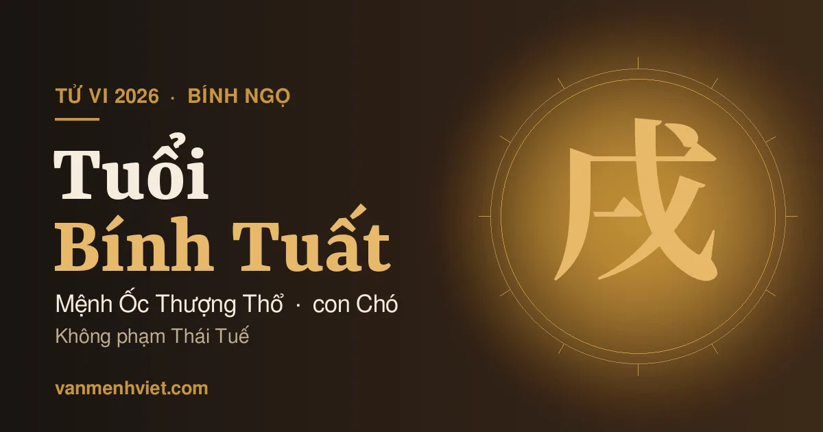Tử Vi 2026 Tuổi Bính Tuất 1946, 2006: Mệnh Ốc Thượng Thổ