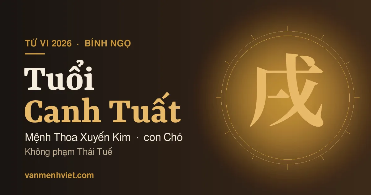 Tử Vi 2026 Tuổi Canh Tuất 1970: Mệnh Thoa Xuyến Kim